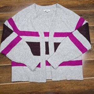 ANOTHER LOVE Women’s Open Front Cropped Cardigan Striped Super Cozy Size Small